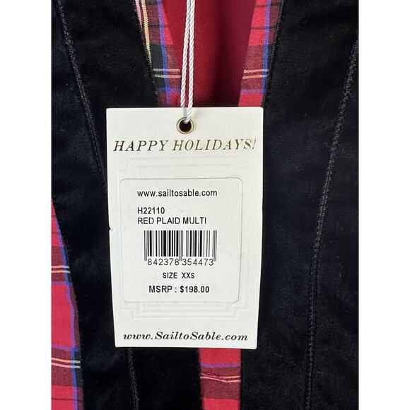 Sail To Sable XXS Tartan Plaid Velvet Trim Tunic Popover Top Tuckernuck Shirt - Picture 4 of 12